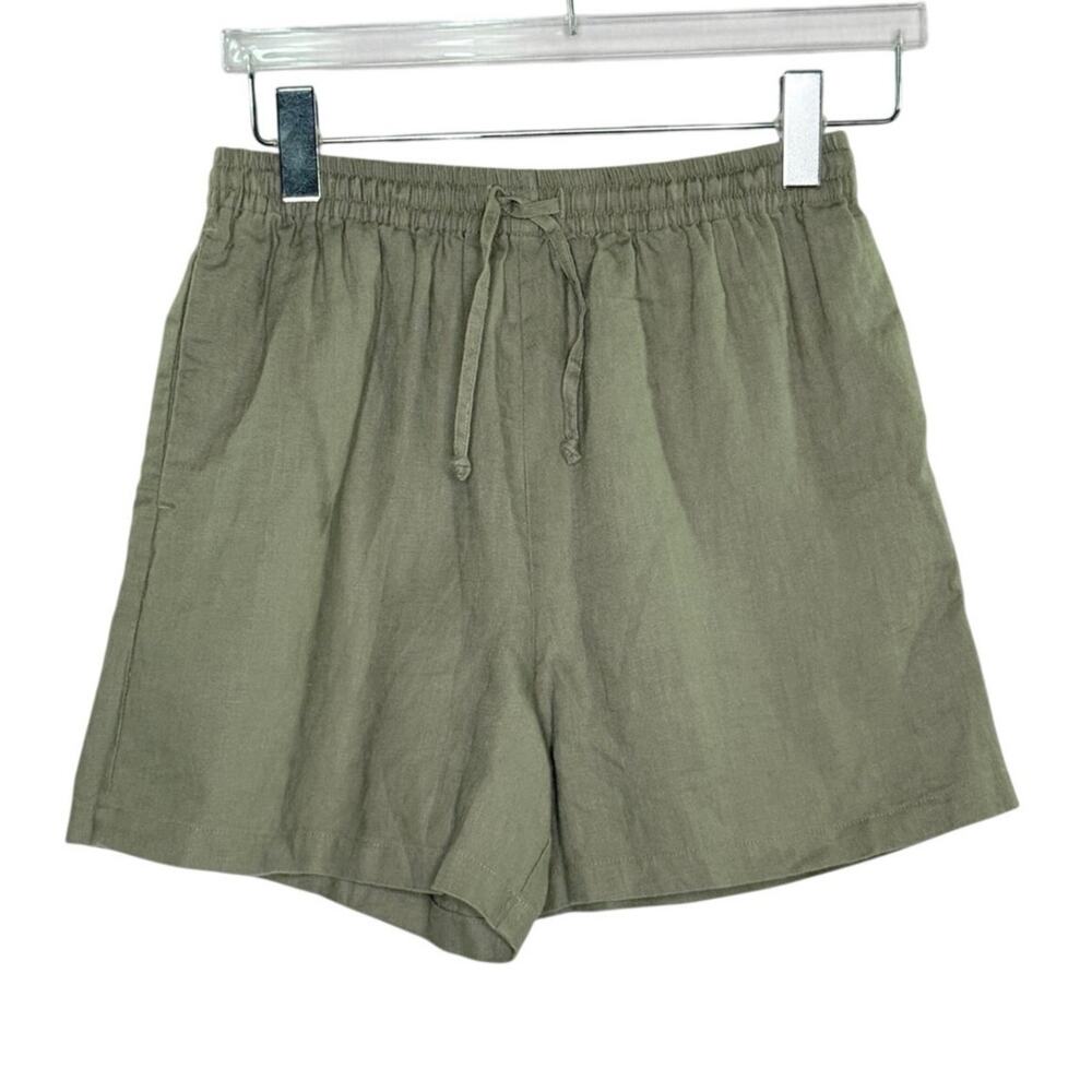Samsoe Samsoe Maren String Shorts S NEW Olive Green Drawstring 100% Linen